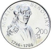 Slovakia 200 Korun 200th Anniversary - Birth of Moric Benovsky 1996 Proof KM# 34 MÓRIC BEŇOVSKÝ 200 SK 1746 - 1786 coin reverse Slovakia 200 Korun 200th Anniversary - Birth of Moric Benovsky 1996 Proof KM# 34 MÓRIC BEŇOVSKÝ 200 SK 1746 - 1786 coin reverse