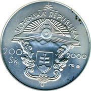 Slovakia 200 Korun 250th Anniversary of Juraj Fandly's 2000 KM# 55 SLOVENSKÁ REPUBLIKA 200 SK 2000 MG coin obverse Slovakia 200 Korun 250th Anniversary of Juraj Fandly's 2000 KM# 55 SLOVENSKÁ REPUBLIKA 200 SK 2000 MG coin obverse