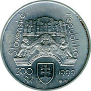 Slovakia 200 Korun 50th Anniversary - Slovak Filharmonia 1999 MK KM# 49 SLOVENSKÁ REPUBLIKA 200 SK 1999 coin obverse Slovakia 200 Korun 50th Anniversary - Slovak Filharmonia 1999 MK KM# 49 SLOVENSKÁ REPUBLIKA 200 SK 1999 coin obverse