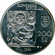 Slovakia 200 Korun 50th Anniversary - Slovak National Gallery 1998 KM# 41 SLOVENSKÁ REPUBLIKA 200 SK 1998 coin obverse Slovakia 200 Korun 50th Anniversary - Slovak National Gallery 1998 KM# 41 SLOVENSKÁ REPUBLIKA 200 SK 1998 coin obverse