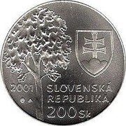 Slovakia 200 Korun 80th Anniversary of birth of Alexander Dubchek 2001 KM# 59 SLOVENSKÁ REPUBLIKA 200 SK 2001 coin obverse Slovakia 200 Korun 80th Anniversary of birth of Alexander Dubchek 2001 KM# 59 SLOVENSKÁ REPUBLIKA 200 SK 2001 coin obverse