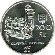 Slovakia 200 Korun Banska Stiavnica 1997 KM# 38 200 SK SLOVENSKÁ REPUBLIKA 1997 coin obverse Slovakia 200 Korun Banska Stiavnica 1997 KM# 38 200 SK SLOVENSKÁ REPUBLIKA 1997 coin obverse