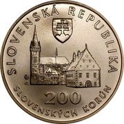 Slovakia 200 Korun Bardejov 2004 KM# 76 SLOVENSKÁ REPUBLIKA 200 SLOVENSKÝCH KORÚN coin obverse Slovakia 200 Korun Bardejov 2004 KM# 76 SLOVENSKÁ REPUBLIKA 200 SLOVENSKÝCH KORÚN coin obverse