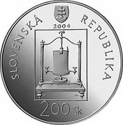 Slovakia 200 Korun Jan Andrej Segner 2004 Proof KM# 77 SLOVENSKÁ REPUBLIKA 2004 200 SK coin obverse Slovakia 200 Korun Jan Andrej Segner 2004 Proof KM# 77 SLOVENSKÁ REPUBLIKA 2004 200 SK coin obverse