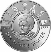 Slovakia 200 Korun Jan Andrej Segner 2004 Proof KM# 77 JÁN ANDREJ SEGNER 1704 1777 coin reverse Slovakia 200 Korun Jan Andrej Segner 2004 Proof KM# 77 JÁN ANDREJ SEGNER 1704 1777 coin reverse