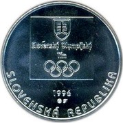 Slovakia 200 Korun Slovak Olympic Team 1996 MK KM# 31 SLOVENSKY OLYMPIJSKY TIM 1996 SLOVENSKA REPUBLIKA coin obverse Slovakia 200 Korun Slovak Olympic Team 1996 MK KM# 31 SLOVENSKY OLYMPIJSKY TIM 1996 SLOVENSKA REPUBLIKA coin obverse