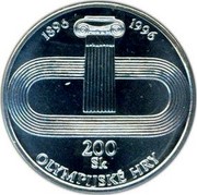 Slovakia 200 Korun Slovak Olympic Team 1996 MK KM# 31 1896 1996 200 SK OLYMPIJSKÉ HRY coin reverse Slovakia 200 Korun Slovak Olympic Team 1996 MK KM# 31 1896 1996 200 SK OLYMPIJSKÉ HRY coin reverse