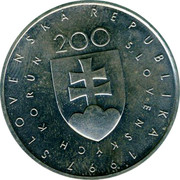 Slovakia 200 Korun Svetozar Hurban Vajansky 1997 KM# 37 SLOVENKÁ REPUBLIKA 200 SK 1997 coin obverse Slovakia 200 Korun Svetozar Hurban Vajansky 1997 KM# 37 SLOVENKÁ REPUBLIKA 200 SK 1997 coin obverse