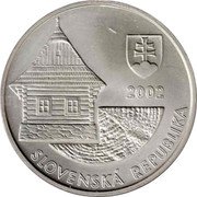 Slovakia 200 Korun Vikolinec 2002 KM# 62 SVETOVÉ DEDIČSTVO UNESCO VLKOLÍNEC 200 SK coin reverse Slovakia 200 Korun Vikolinec 2002 KM# 62 SVETOVÉ DEDIČSTVO UNESCO VLKOLÍNEC 200 SK coin reverse