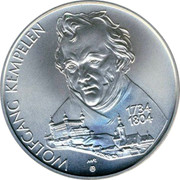 Slovakia 200 Korun Wolfgang Kempelen 2004 KM# 75 WOLFGANG KEMPELEN 1734 1804 coin reverse Slovakia 200 Korun Wolfgang Kempelen 2004 KM# 75 WOLFGANG KEMPELEN 1734 1804 coin reverse
