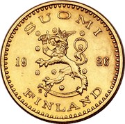 Finland 200 Markkaa 1926 S KM# 29 Decimal Coinage SUOMI 19 26 S FINLAND coin obverse Finland 200 Markkaa 1926 S KM# 29 Decimal Coinage SUOMI 19 26 S FINLAND coin obverse