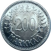 Finland 200 Markkaa 200 Markkaa 1959 S KM# 42 200 MARKKAA coin reverse Finland 200 Markkaa 200 Markkaa 1959 S KM# 42 200 MARKKAA coin reverse