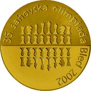 Slovenia 20000 Tolarjev 35th Chess Olympiad 2002 Proof KM# 49 35. ŠAHOVSKA OLIMPIADA BLED 2002 coin reverse Slovenia 20000 Tolarjev 35th Chess Olympiad 2002 Proof KM# 49 35. ŠAHOVSKA OLIMPIADA BLED 2002 coin reverse