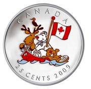 Canada 25 Cents Canada Day 2009 Prooflike KM# 885 CANADA 2009 25 CENTS coin reverse