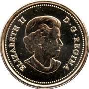 Canada 25 Cents Canadian Flag (Colored) 2015 KM# 1851.1 ELIZABETH II D∙G∙REGINA coin obverse Canada 25 Cents Canadian Flag (Colored) 2015 KM# 1851.1 ELIZABETH II D∙G∙REGINA coin obverse