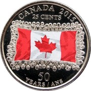 Canada 25 Cents Canadian Flag (Colored) 2015 KM# 1851.1 CANADA 2015 25 CENTS 50 YEARS / ANS coin reverse Canada 25 Cents Canadian Flag (Colored) 2015 KM# 1851.1 CANADA 2015 25 CENTS 50 YEARS / ANS coin reverse