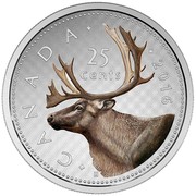 Canada 25 Cents Colored Big Coin Series Caribou 2016 Proof KM# 2074 CANADA 25 CENTS 2016 coin reverse Canada 25 Cents Colored Big Coin Series Caribou 2016 Proof KM# 2074 CANADA 25 CENTS 2016 coin reverse