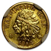 USA 25 Cents Indian Washington Token 1914 WASHINGTON GOLD 1914 coin obverse USA 25 Cents Indian Washington Token 1914 WASHINGTON GOLD 1914 coin obverse