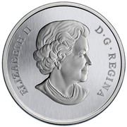 Canada 25 Cents Water Lily And Leopard Frog 2014 Specimen KM# 1633 ELIZABETH II D∙G∙REGINA coin obverse Canada 25 Cents Water Lily And Leopard Frog 2014 Specimen KM# 1633 ELIZABETH II D∙G∙REGINA coin obverse