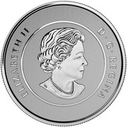 Canada 25 Dollars Canadian Flag 2015 Specimen KM# C1839 ELIZABETH II D ∙ G ∙ REGINA coin obverse Canada 25 Dollars Canadian Flag 2015 Specimen KM# C1839 ELIZABETH II D ∙ G ∙ REGINA coin obverse