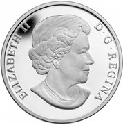 Canada 25 Dollars Christmas Ornament 2014 Proof KM# 1739 ELIZABETH II D G REGINA coin obverse Canada 25 Dollars Christmas Ornament 2014 Proof KM# 1739 ELIZABETH II D G REGINA coin obverse