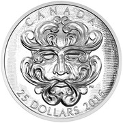 Canada 25 Dollars Grotesque Foliated Green Man 2016 Proof KM# 2217 CANADA 25 DOLLARS 2016 coin reverse Canada 25 Dollars Grotesque Foliated Green Man 2016 Proof KM# 2217 CANADA 25 DOLLARS 2016 coin reverse
