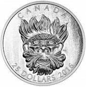 Canada 25 Dollars Grotesque Wild Green Man 2016 Proof CANADA 25 DOLLARS 2016 coin reverse