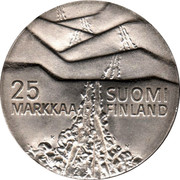 Finland 25 Markkaa 21th Nordic Ski Championship in Lahti 1978 K-N KM# 56 25 MARKKAA SUOMI FINLAND coin reverse Finland 25 Markkaa 21th Nordic Ski Championship in Lahti 1978 K-N KM# 56 25 MARKKAA SUOMI FINLAND coin reverse