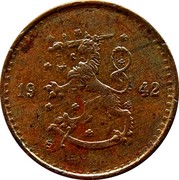 Finland 25 Pennia 1942 S KM# 25a Decimal Coinage DATE coin obverse Finland 25 Pennia 1942 S KM# 25a Decimal Coinage DATE coin obverse