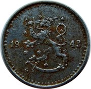Finland 25 Pennia 1943 S KM# 25b Decimal Coinage DATE coin obverse Finland 25 Pennia 1943 S KM# 25b Decimal Coinage DATE coin obverse