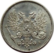 Finland 25 Pennia Nikolai II (Civil War Coinage) 1917 S KM# 19 coin obverse Finland 25 Pennia Nikolai II (Civil War Coinage) 1917 S KM# 19 coin obverse