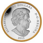 Canada 250 Dollars Maple Leaf Forever 2013 Proof KM# 1438 ELIZABETH II 250 DOLLARS D∙G∙REGINA 2013 coin obverse Canada 250 Dollars Maple Leaf Forever 2013 Proof KM# 1438 ELIZABETH II 250 DOLLARS D∙G∙REGINA 2013 coin obverse