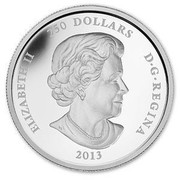 Canada 250 Dollars Year of the Snake 2013 Proof KM# 1366 ELIZABETH II 250 DOLLARS D∙G∙REGINA 2013 SS coin obverse Canada 250 Dollars Year of the Snake 2013 Proof KM# 1366 ELIZABETH II 250 DOLLARS D∙G∙REGINA 2013 SS coin obverse