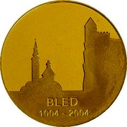 Slovenia 25000 Tolarjev 1000th Anniversary Town of Bled mention 2004 Proof KM# 61 BLED 1004 - 2004 coin reverse Slovenia 25000 Tolarjev 1000th Anniversary Town of Bled mention 2004 Proof KM# 61 BLED 1004 - 2004 coin reverse