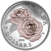 Canada 3 Dollars Queen Elizabeth Rose 2016 Proof CANADA CD 3 DOLLARS 2016 coin reverse Canada 3 Dollars Queen Elizabeth Rose 2016 Proof CANADA CD 3 DOLLARS 2016 coin reverse