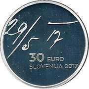Slovenia 30 Euro May Declaration 2017 Proof 29/5 17 30 EURO SLOVENIJA 2017 coin obverse Slovenia 30 Euro May Declaration 2017 Proof 29/5 17 30 EURO SLOVENIJA 2017 coin obverse