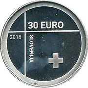 Slovenia 30 Euro Red Cross 2016 Proof 30 EURO 2016 SLOVENIJA coin obverse Slovenia 30 Euro Red Cross 2016 Proof 30 EURO 2016 SLOVENIJA coin obverse