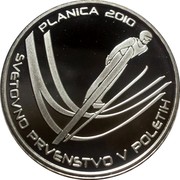 Slovenia 30 Euro World Ski Jumping Championships - Planica 2010 Proof KM# 98 PLANICA 2010 SVETOVNO PRVENSTVO V POLETIH coin reverse Slovenia 30 Euro World Ski Jumping Championships - Planica 2010 Proof KM# 98 PLANICA 2010 SVETOVNO PRVENSTVO V POLETIH coin reverse