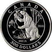 Canada 300 Dollars Ground Sloth 2010 KM# 1159 CANADA 2010 300 DOLLARS 9995 PT KB coin reverse Canada 300 Dollars Ground Sloth 2010 KM# 1159 CANADA 2010 300 DOLLARS 9995 PT KB coin reverse
