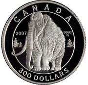 Canada 300 Dollars Wooly Mammot 2007 KM# 753 CANADA 2007 300 DOLLARS 9995 PT coin reverse Canada 300 Dollars Wooly Mammot 2007 KM# 753 CANADA 2007 300 DOLLARS 9995 PT coin reverse