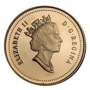 Canada 5 Cents 90th Anniversary of the Royal Canadian Mint (1998) Proof KM# 310 ELIZABETH II D∙G∙REGINA coin obverse Canada 5 Cents 90th Anniversary of the Royal Canadian Mint (1998) Proof KM# 310 ELIZABETH II D∙G∙REGINA coin obverse