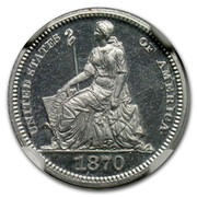 USA 5 Cents Dime Pattern 1870 UNITED STATES OF AMERICA 1870 coin obverse USA 5 Cents Dime Pattern 1870 UNITED STATES OF AMERICA 1870 coin obverse