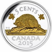 Canada 5 Cents The Beaver 2015 Proof KM# 1944 5 CENTS K G CANADA 2015 coin reverse