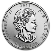 Canada 5 Dollars Great Horned Owl 2015 KM# 1883 ELIZABETH II 2015 D ∙G ∙ REGINA 5 DOLLARS coin obverse Canada 5 Dollars Great Horned Owl 2015 KM# 1883 ELIZABETH II 2015 D ∙G ∙ REGINA 5 DOLLARS coin obverse