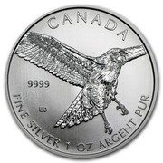 Canada 5 Dollars Red Tailed Hawk 2015 KM# 1882 CANADA 9999 ED FINE SILVER 1 OZ ARGENT PUR coin reverse