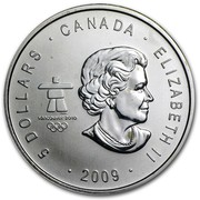 Canada 5 Dollars Thunderbird 2009 KM# 863 5 DOLLARS ∙ CANADA ∙ ELIZABETH II VANCOUVER 2010 2009 coin obverse