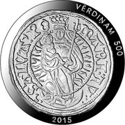 Latvia 5 Euro 500 Years of Livonian Ferding 2015 Proof KM# 168 2015 VERDINAM 500 coin obverse Latvia 5 Euro 500 Years of Livonian Ferding 2015 Proof KM# 168 2015 VERDINAM 500 coin obverse