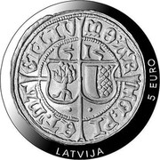 Latvia 5 Euro 500 Years of Livonian Ferding 2015 Proof KM# 168 LATVIJA 5 EURO coin reverse Latvia 5 Euro 500 Years of Livonian Ferding 2015 Proof KM# 168 LATVIJA 5 EURO coin reverse