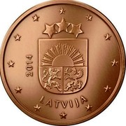 Latvia 5 Euro Cent Lesser Coat of Arms 2014 KM# 152 YEAR LATVIJA coin obverse Latvia 5 Euro Cent Lesser Coat of Arms 2014 KM# 152 YEAR LATVIJA coin obverse