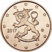 Finland 5 Euro Cent The Heraldic Lion of the Coat of Arms of Finland 2017 M KM# 100 1999 coin obverse Finland 5 Euro Cent The Heraldic Lion of the Coat of Arms of Finland 2017 M KM# 100 1999 coin obverse